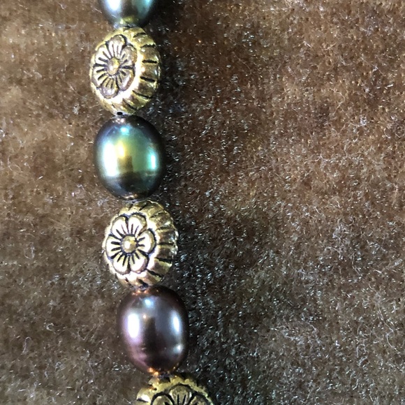 Peacock Iridescent pearl vintage new 33.5” necklace - Picture 5 of 5